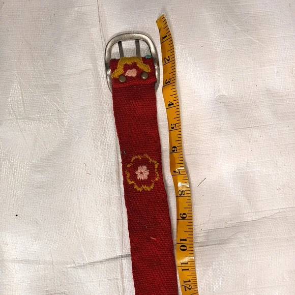 Jenny Krauss Red Wool Floral Embroidered Belt